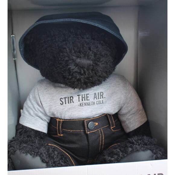 Kenneth Cole New York Plush Black Teddy Bear Stir The Air Stuffed Animal - Picture 2 of 4